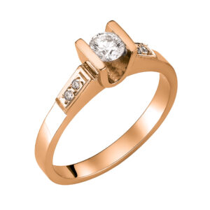 Μονόπετρο Δαχτυλίδι Ροζ Χρυσό Κ14 KBD-10124R