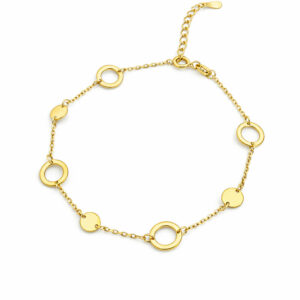 Βραχιόλι Ασημένιο 925 Επιχρυσωμένο Με Στρόγγυλους Κρίκους MRB-25000Y