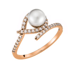 Δαχτυλίδι Ροζ Χρυσό Κ14 Με Μαργαριτάρι & Λευκές Πέτρες Ζιργκον MSD-24829R