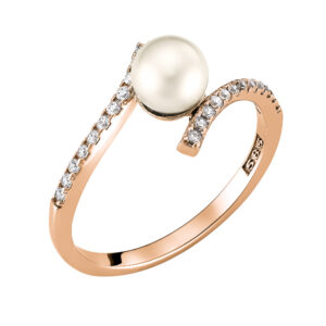 Δαχτυλίδι Ροζ Χρυσό 14K Με Μαργαριτάρι & Λευκές Πέτρες Ζιργκόν MSD-10205R