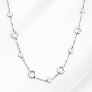 Κολιέ Ασημένιο 925 Με Διακριτικούς Κύκλους & Μικρές Στρόγγυλες Πλάκες MRS-24846Y