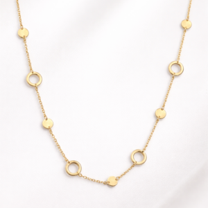 Κολιέ Ασημένιο 925 Επιχρυσωμένο Με Διακριτικούς Κύκλους & Μικρές Στρόγγυλες Πλάκες MRS-24846Y (Αντιγραφή)