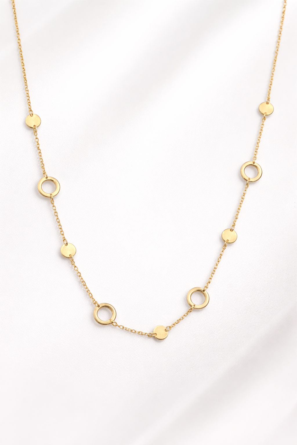 Κολιέ Ασημένιο 925 Επιχρυσωμένο Με Διακριτικούς Κύκλους & Μικρές Στρόγγυλες Πλάκες MRS-24846Y (Αντιγραφή)