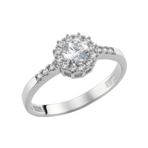 Δαχτυλίδι Ροζέτα Λευκόχρυσο 14Κ Με Λευκές Πέτρες Ζιργκον MSD-20956W