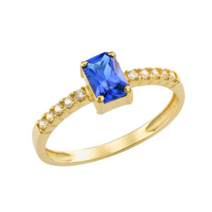 Γυναικείο Δαχτυλίδι Χρυσό 14Κ Με Μπλε Πέτρα Ζιργκον BAGUETTE MSD-24877Υ
