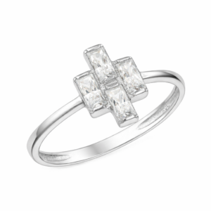 Δαχτυλίδι Γυναικείο Λευκόχρυσο 14Κ Με Λευκές Πέτρες Σε Κοπή BAGUETTE MSD-21573W