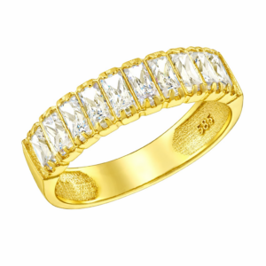 Χρυσό Δαχτυλίδι 14Κ Σειρέ Με Λευκές Πέτρες Ζιργκόν Σε Κοπή Baguette MSD-21713Y