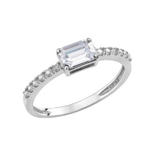 Γυναικείο Δαχτυλίδι Λευκόχρυσο 14Κ Με Λευκή Πέτρα Ζιργκον BAGUETTE & Στρόγγυλες Κατά Μήκος MSD-21744W