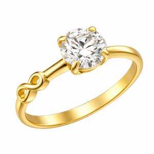 Δαχτυλίδι Μονόπετρο Χρυσό 14K Με Κεντρική Λευκή Πέτρα Ζιργκόν & Άπειρο MSD-21793Υ