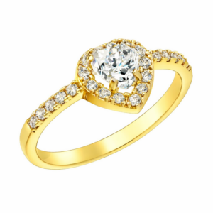 Γυναικείο Δαχτυλίδι Χρυσό 14Κ Σε Σχέδιο Καρδιά Με Λευκές Πέτρες Ζιργκόν MSD-21797Υ