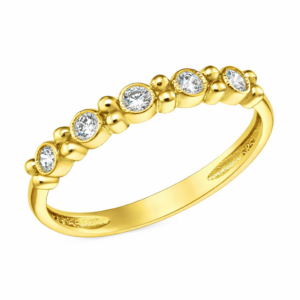 Χρυσό Σειρέ Δαχτυλίδι 14Κ Με Λευκές Στρόγγυλες Πέτρες Ζιργκόν MSD-21829Υ