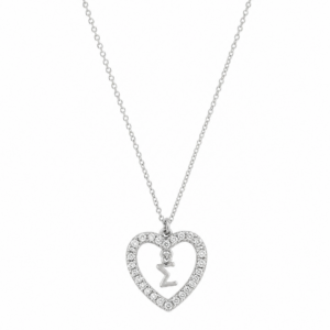 Κολιέ Ασημένιο 925 Καρδιά Με Λευκές Πέτρες Ζιργκόν & Μονόγραμμα “Σ” Στο Κέντρο MRS-24898W