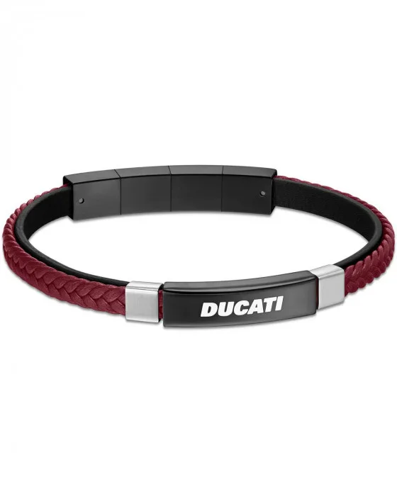 Ανδρικό Βραχιόλι DUCATI CORSE Voyage Stainless Steel and Leather Bracelet DTAGB0004904