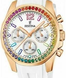 Γυναικείο Ρολόι Festina F20611/2 Rainbow Με Καουτσούκ Λουράκι Λευκό