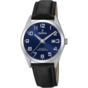 Ανδρικό Ρολόι Festina F20446/2 Με Δερμάτινο Λουρί Σε Μαύρο Χρώμα