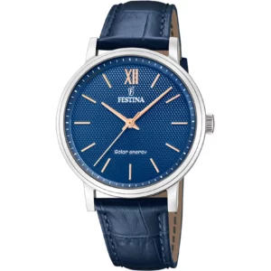 Ανδρικό Ρολόι SOLAR Festina F20660/4 Με Δερμάτινο Λουρί Σε Μπλε Σκούρο Χρώμα