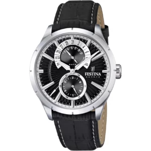 Ανδρικό Ρολόι Festina F16573/3 Με Δερμάτινο Λουρί Σε Μαύρο Χρώμα