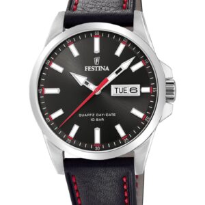 Ανδρικό Ρολόι Festina F20358/4 Με Δερμάτινο Λουρί Σε Μαύρο Χρώμα