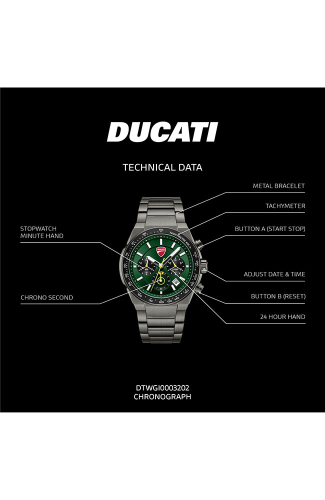 Ρολόι Ανδρικό DUCATI CORSE Nitro Supermotos Chronograph Black Stainless Steel Bracelet DTWGI0003202 - Image 5